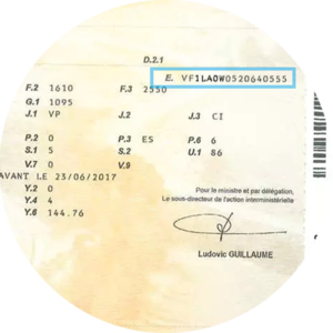 Emplacement numéro VIN sur carte grise