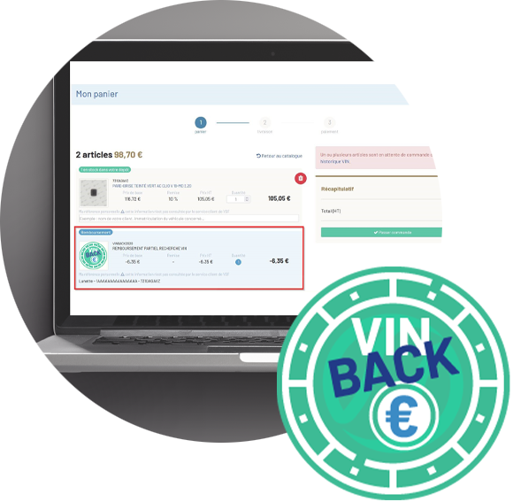 Recherche VIN aboutie dans l'espace client MyVSF